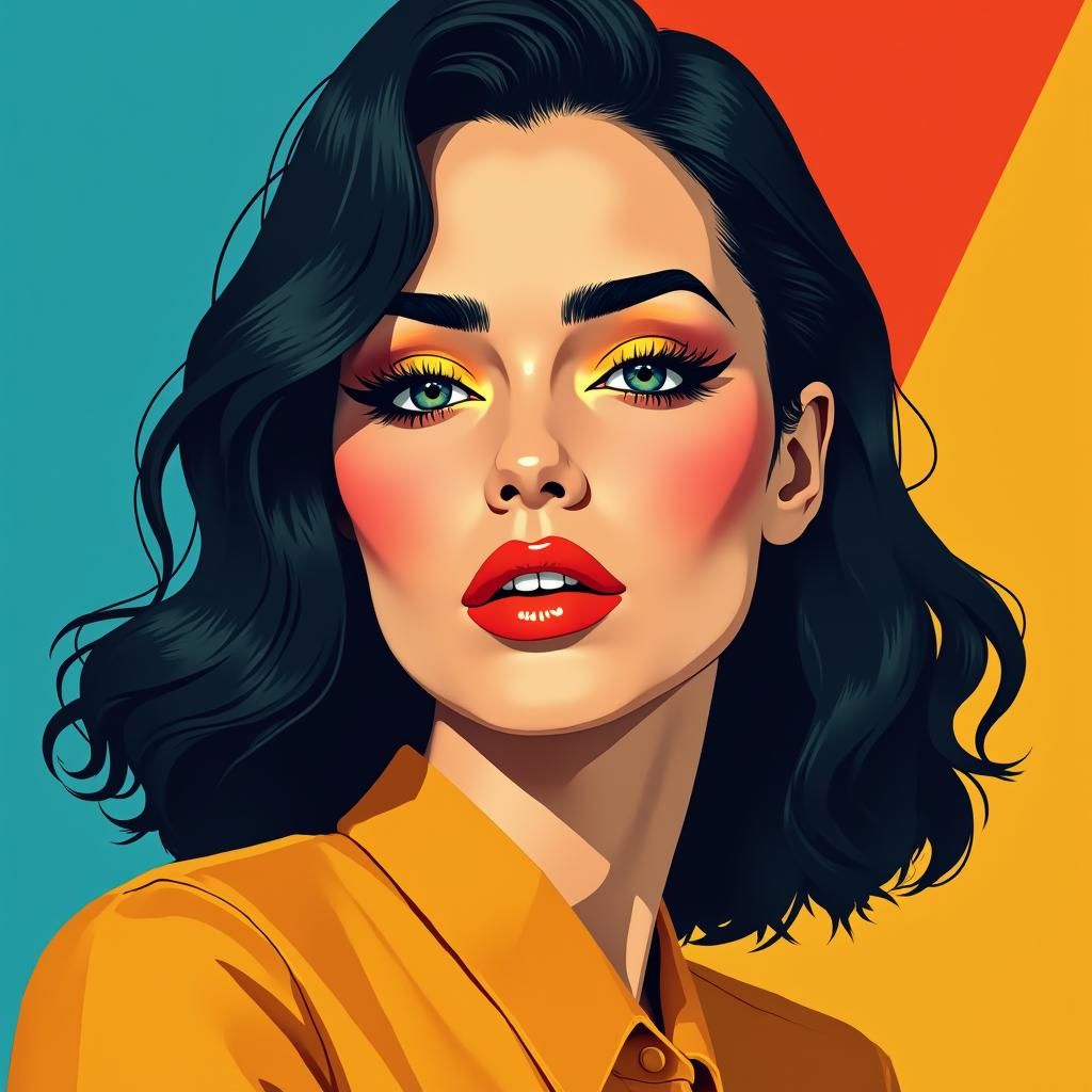 Woman's Graphic Makeup in Pop Art Style