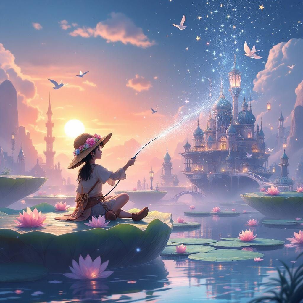 Dreamy Floating City Adventure in Whimsical Style