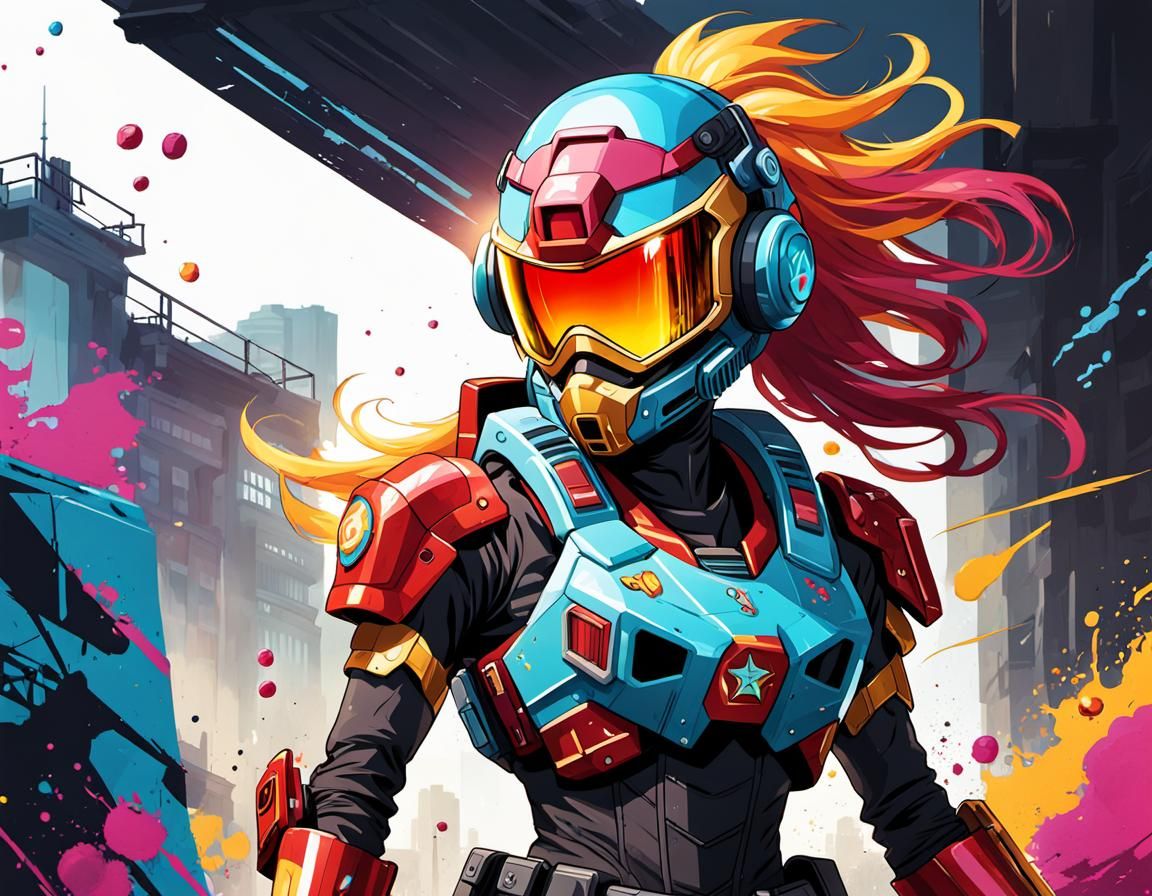 Sunset Shimmer as Graffiti Art Futuristic Mercenary