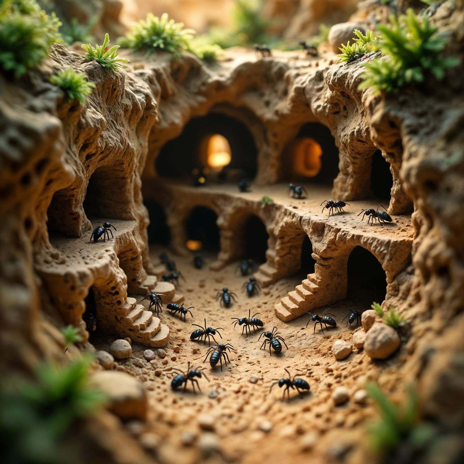 Macroscopic Ant Colony: Detailed Underground World