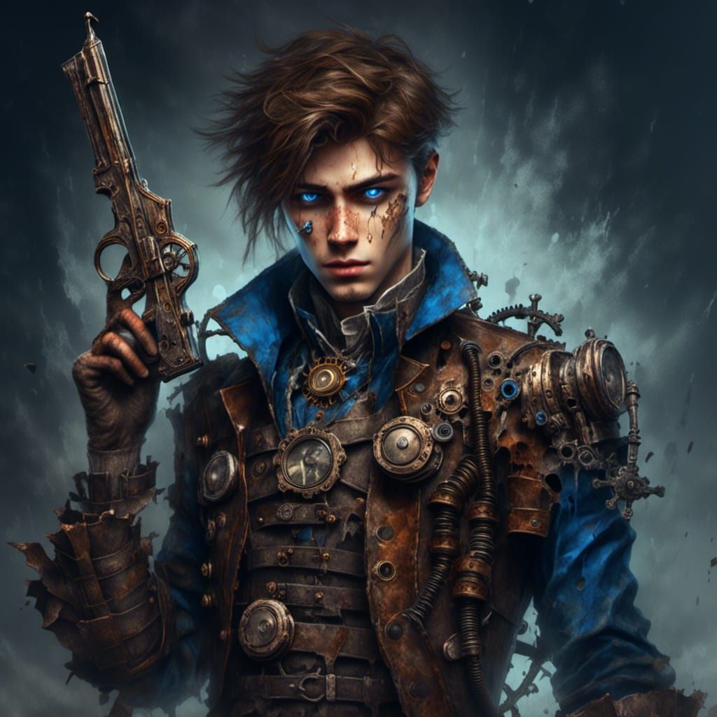 Steampunk Adventurer in Dark Fantasy Style