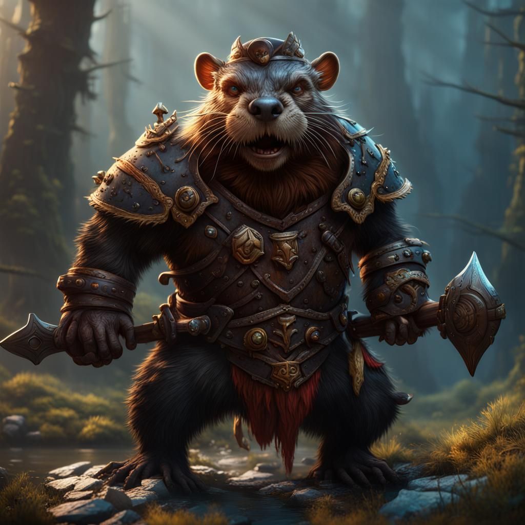 Detailed Matte Painting of a Beaver Ork