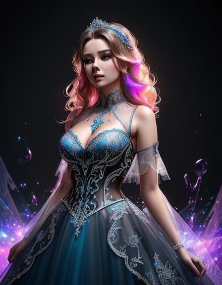 Natalie Vodianova in Sheer Prom Dress: Hyperrealistic Art