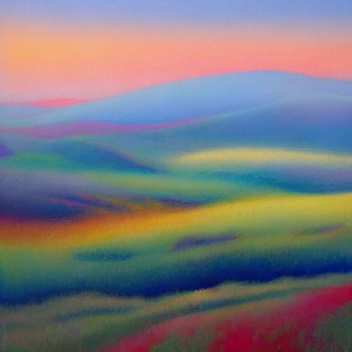 Lush Emerald Hills in Impasto Spring Landscape