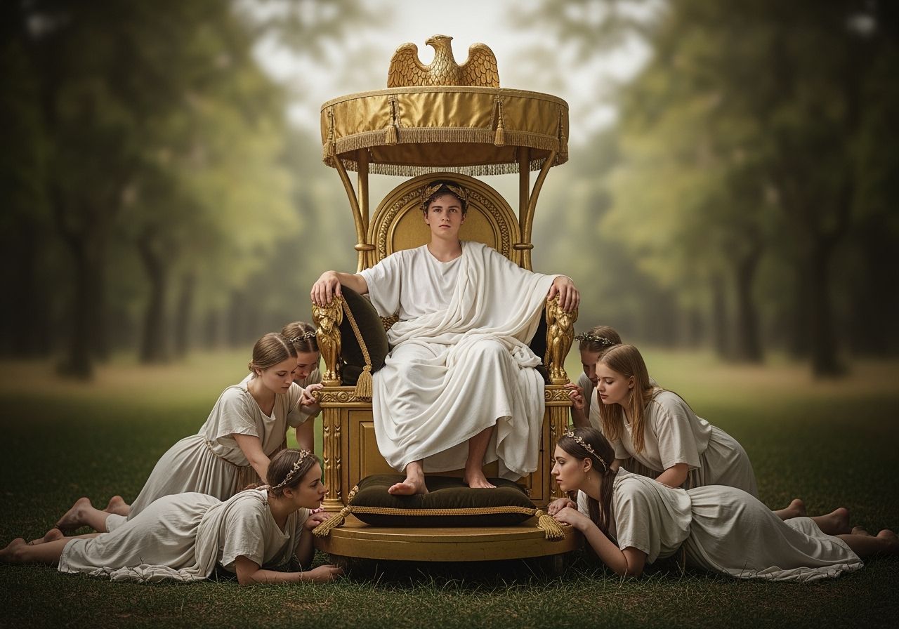 Young Emperor on Gold Chariot in Baroque Style