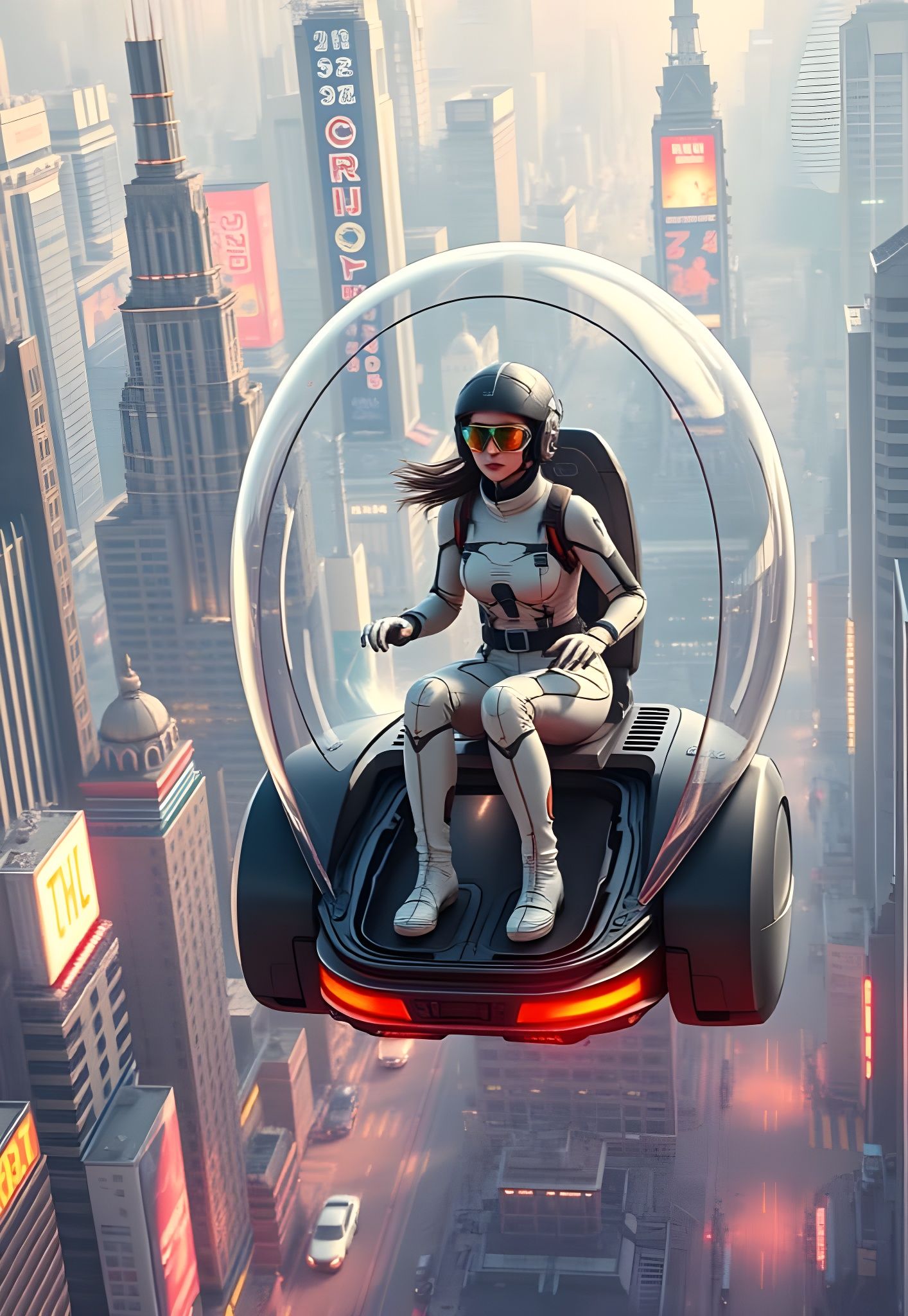 Retro-Futuristic Airborne Transport in Deep Color