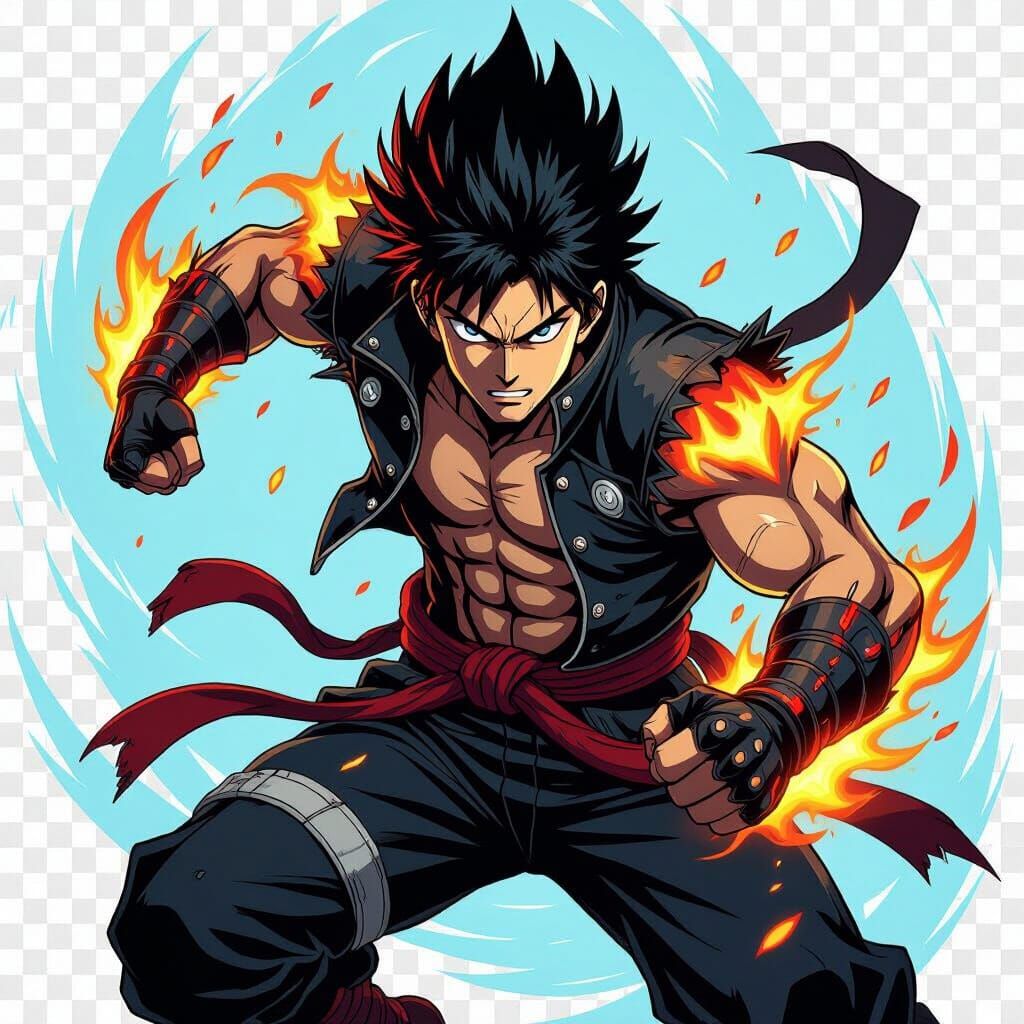 Energetic Anime Hero T-Shirt Design in Shonen Style