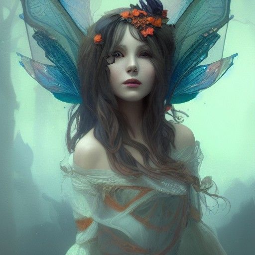 Halloween Fairy Portrait in Hyperdetailed Art Nouveau Style