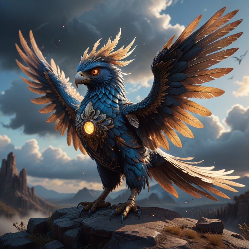 Whimsical Creature Drawing Celestial Art in Matte Painting S...