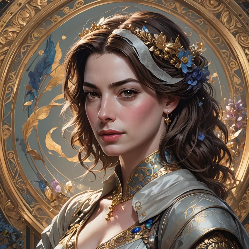 Anne Hathaway Portrait in Artgerm Style