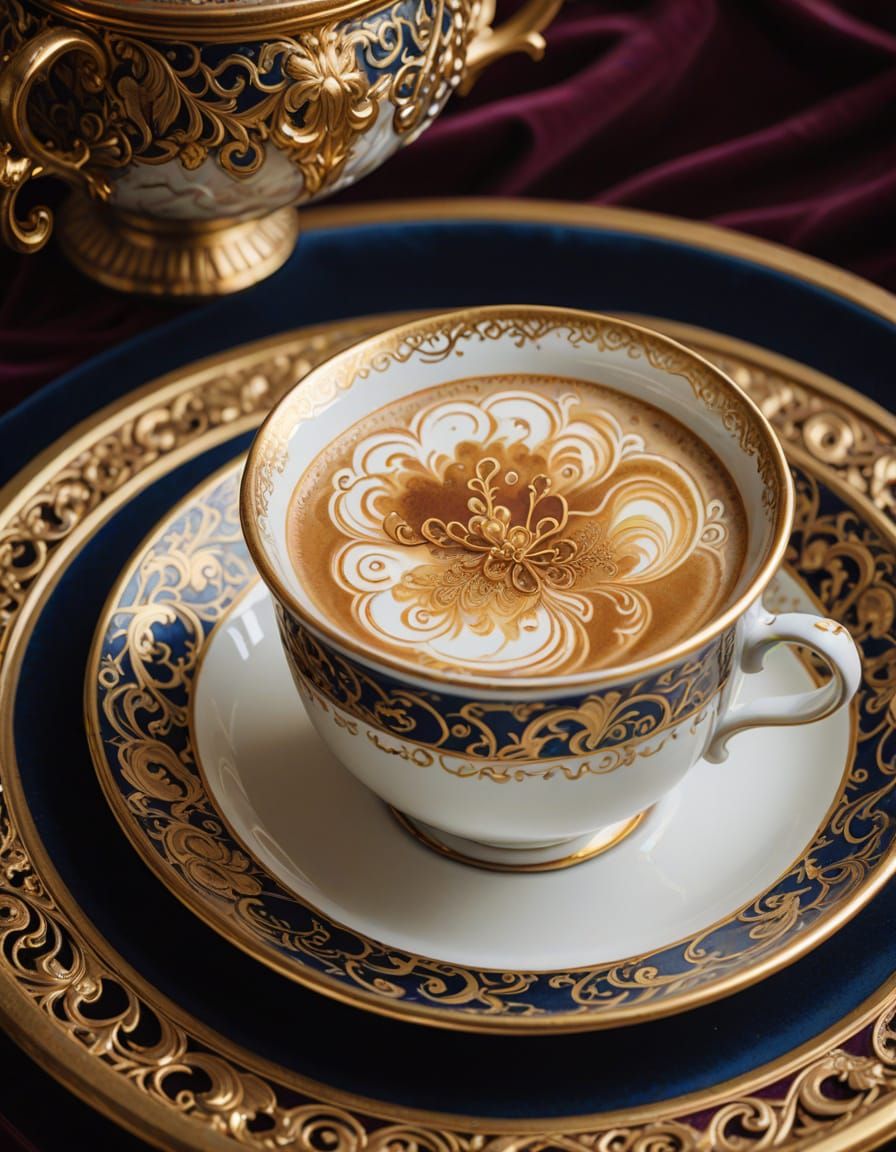 Ethereal Cappuccino in Antique Porcelain Cup