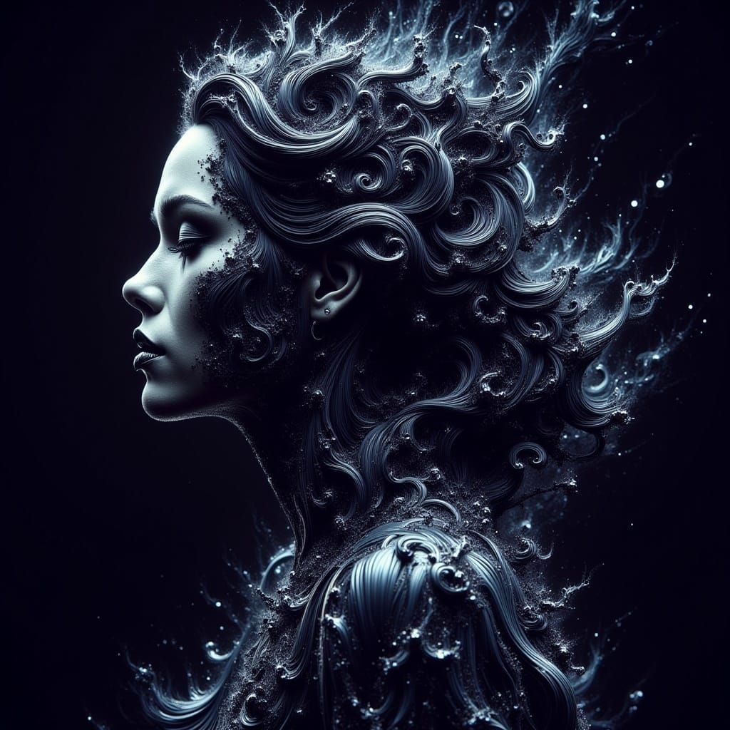 Visionary Double Exposure Woman in Shattered Reality