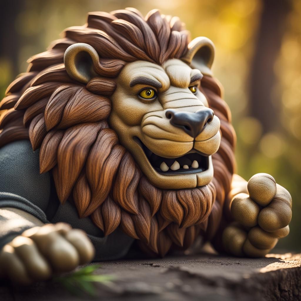Humorous Lion Ogre Portrait in Natural Lighting