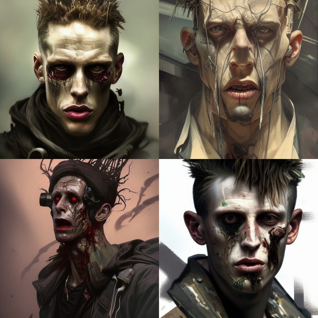 Machine Gun Kelly Sinister Portrait, Hyperdetailed Concept A...