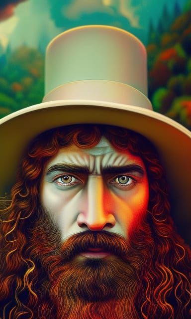 Detailed Portrait of a Man with Psychedelic Graffiti Art