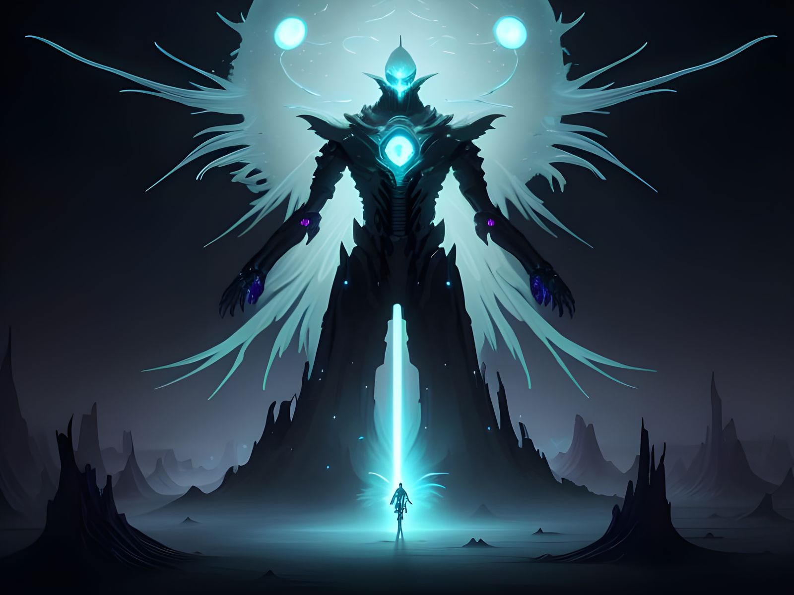 Celestial Guide Watches Over a Bioluminescent Ecosystem in a...