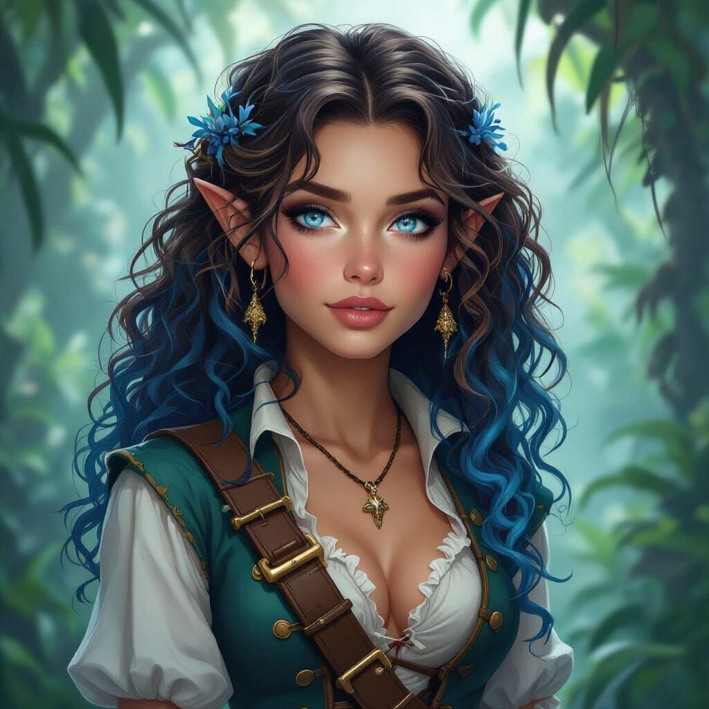 Ethereal Elf Pirate in Misty Forest