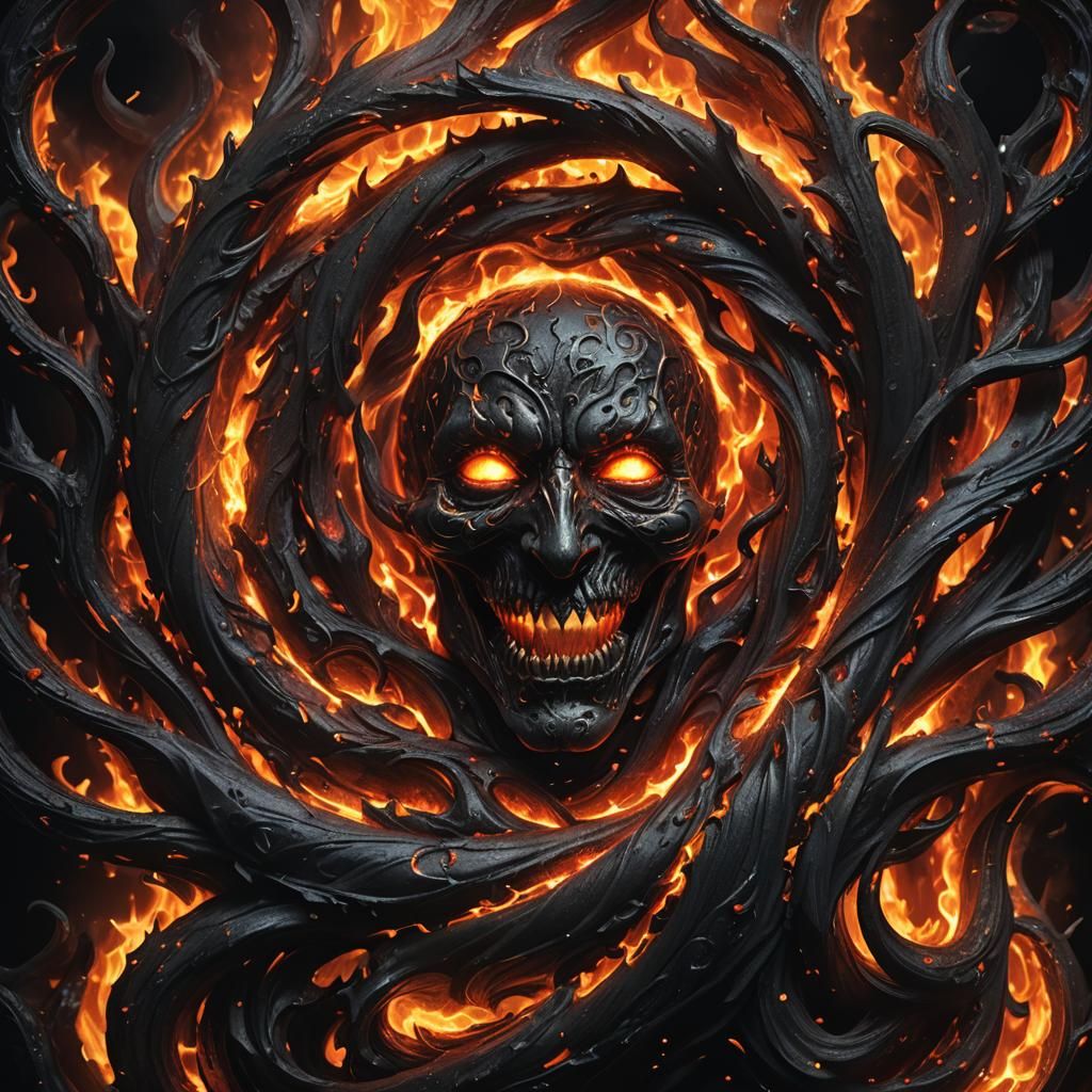 Fiery Hell Portal in Dark Fantasy Style