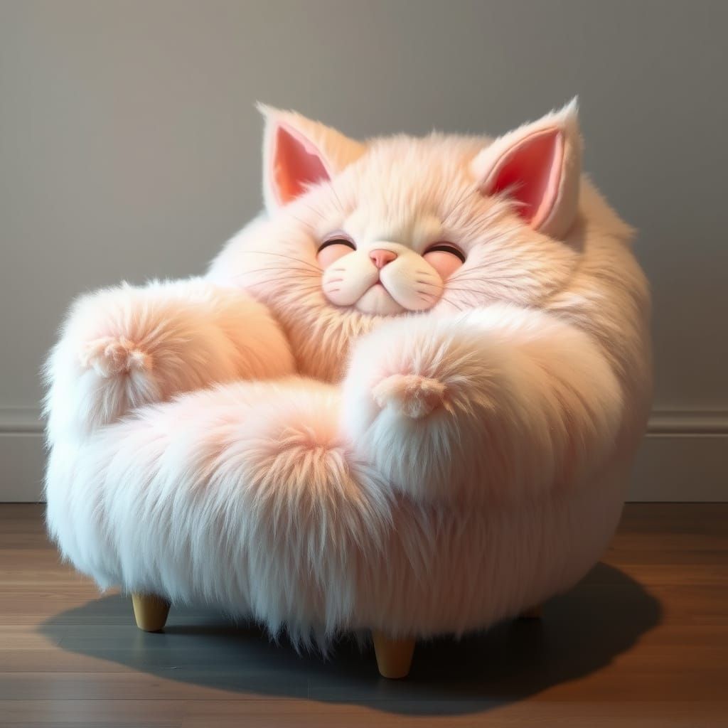 Whimsical Feline Armchair in Pastel Hues