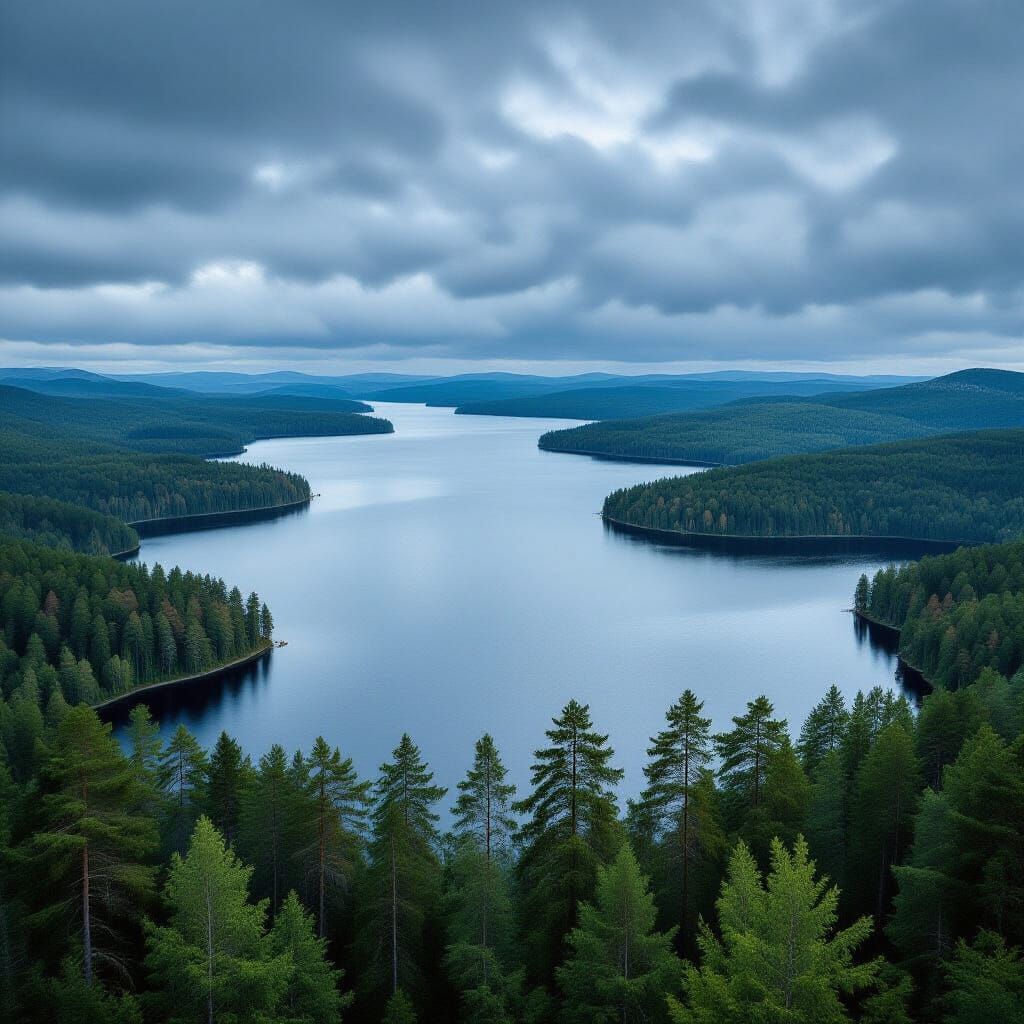 Finnish Forests and Lakes Cinematic Landscape