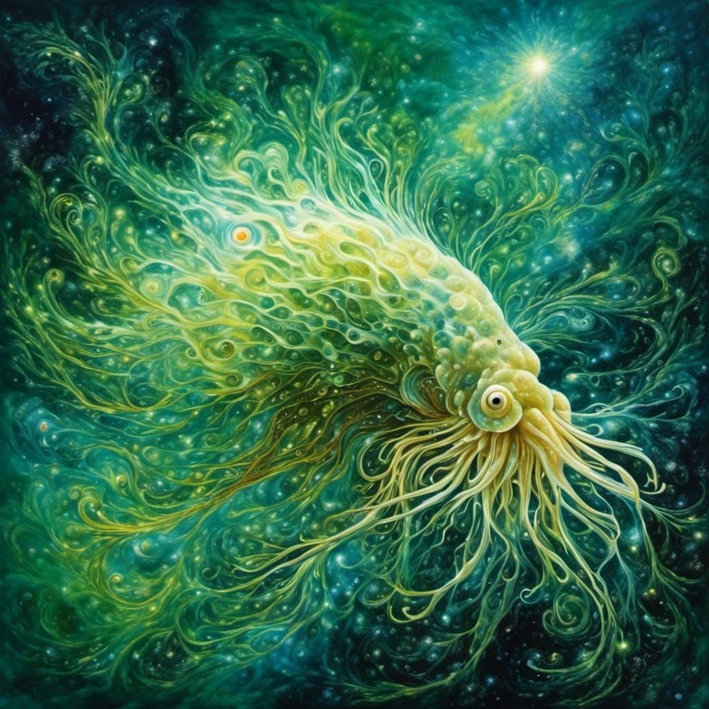 Surreal Cuttlefish Made of Galaxies and Nebulas