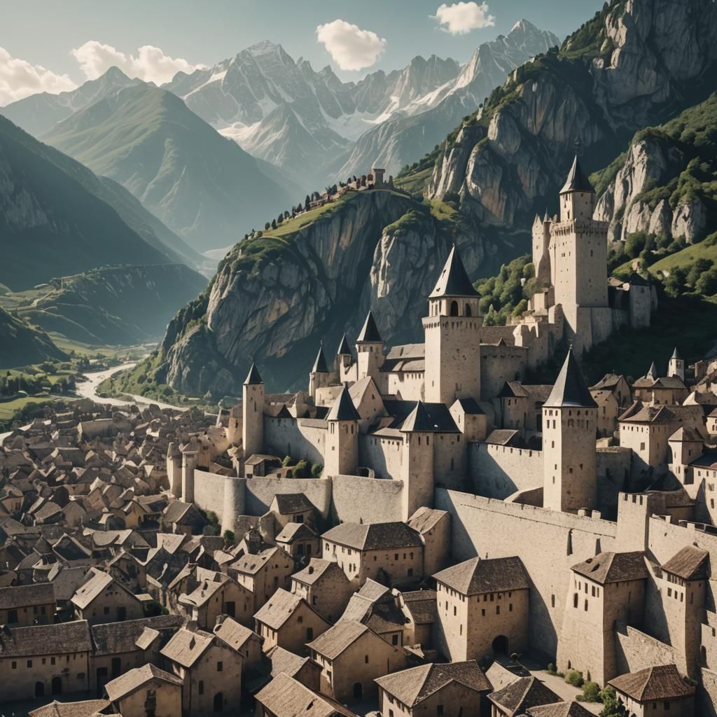 Epic Medieval Cityscape with White Walls