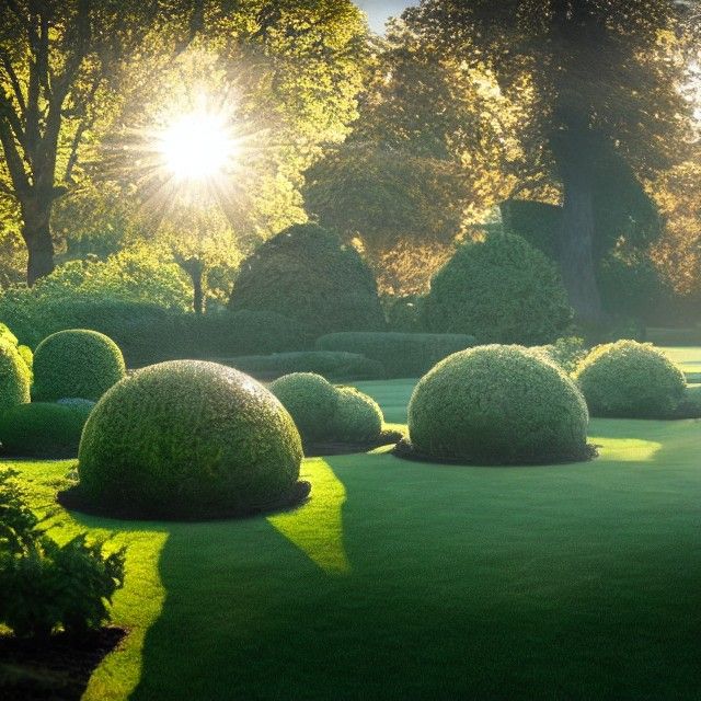 Elegant Victorian Garden with Spherical Glass in 3D