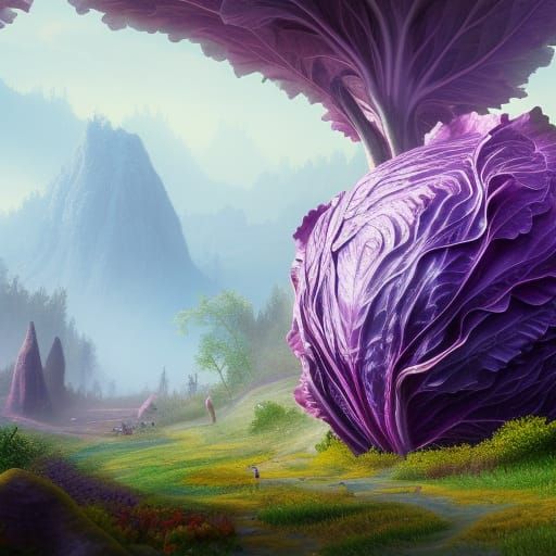 Detailed Matte Painting of a Cabbage in Unreal Engine