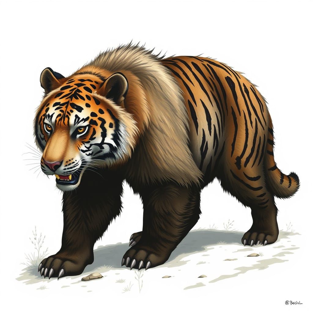 Prehistoric Hybrid: Bear, Wolf, and Tiger Fusion