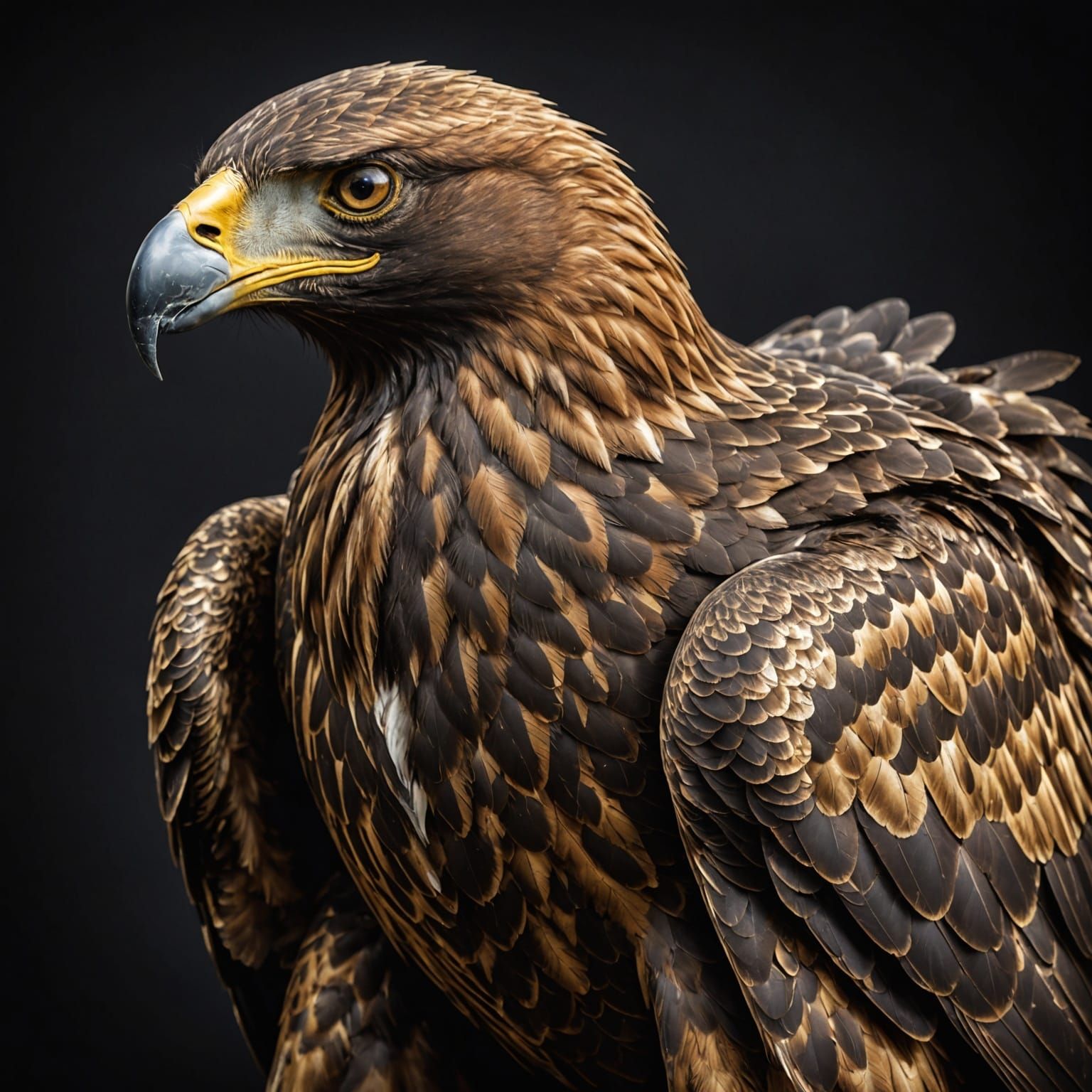 Hyperrealistic Golden Eagle in Gold-Infused Fabric
