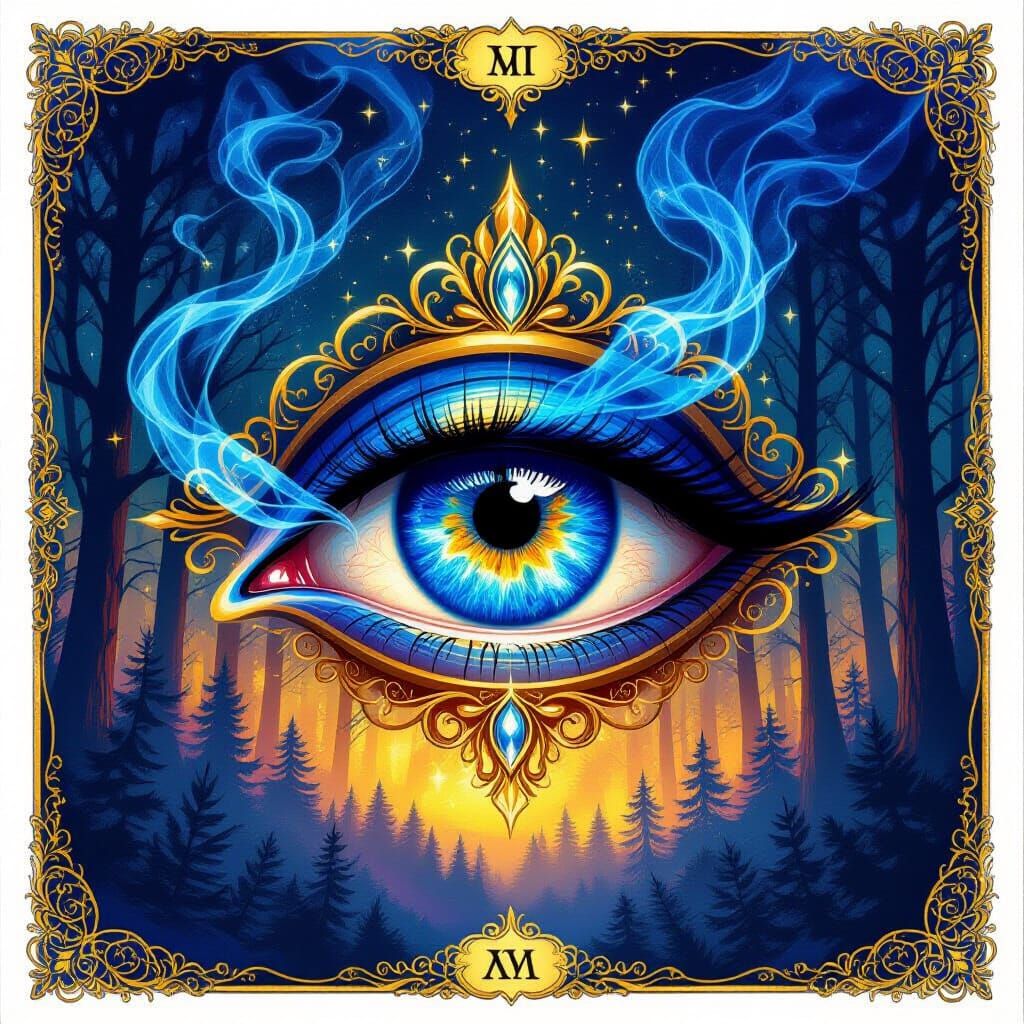 Mystical Eye Tarot Card with Cosmic Iris