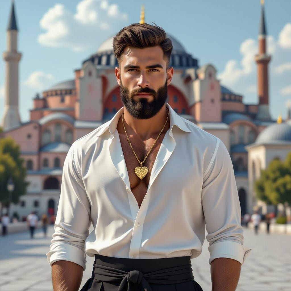 Stylish Man in Istanbul: 3D Render with Bohemian Flair