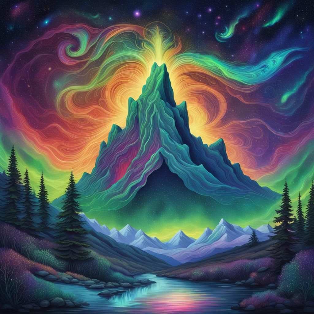 Holographic Northern Lights Astral Cosmic Illustration