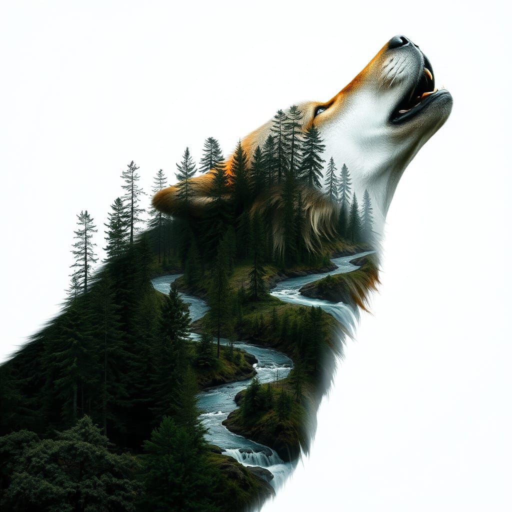 Wolf in Majestic Forest Landscape
