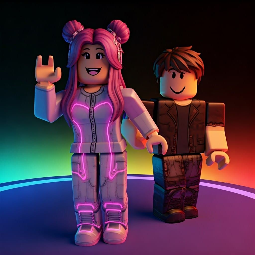 Vibrant Roblox Duo Navigates Kaleidoscopic Obstacle Course i...