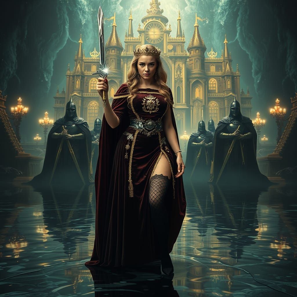 Lady Gwenevere with Excalibur: Epic Digital Painting