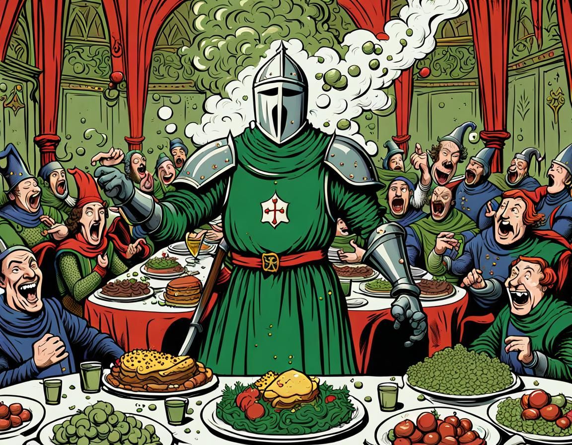 Humorous Medieval Banquet Scene with Fart Sound Effect