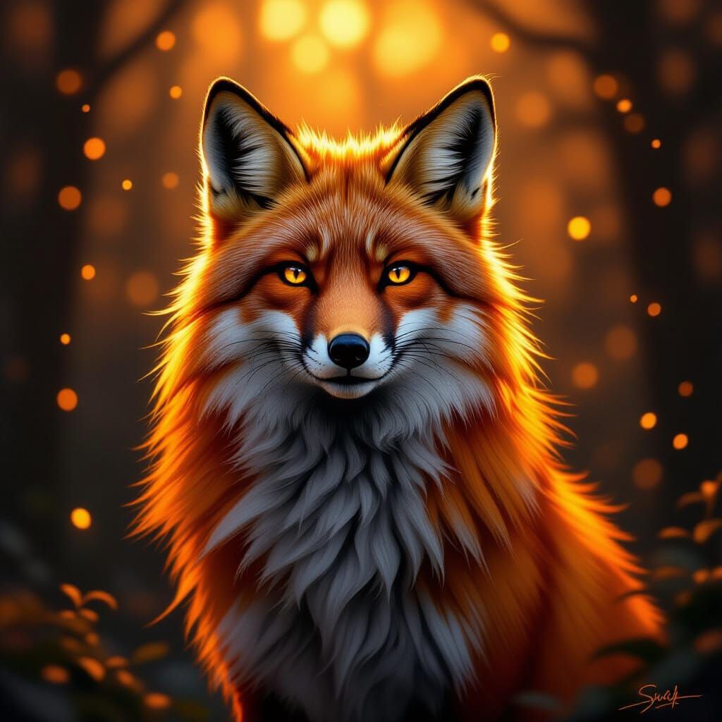 Majestic Fire Creature in Hyper-Realistic Style