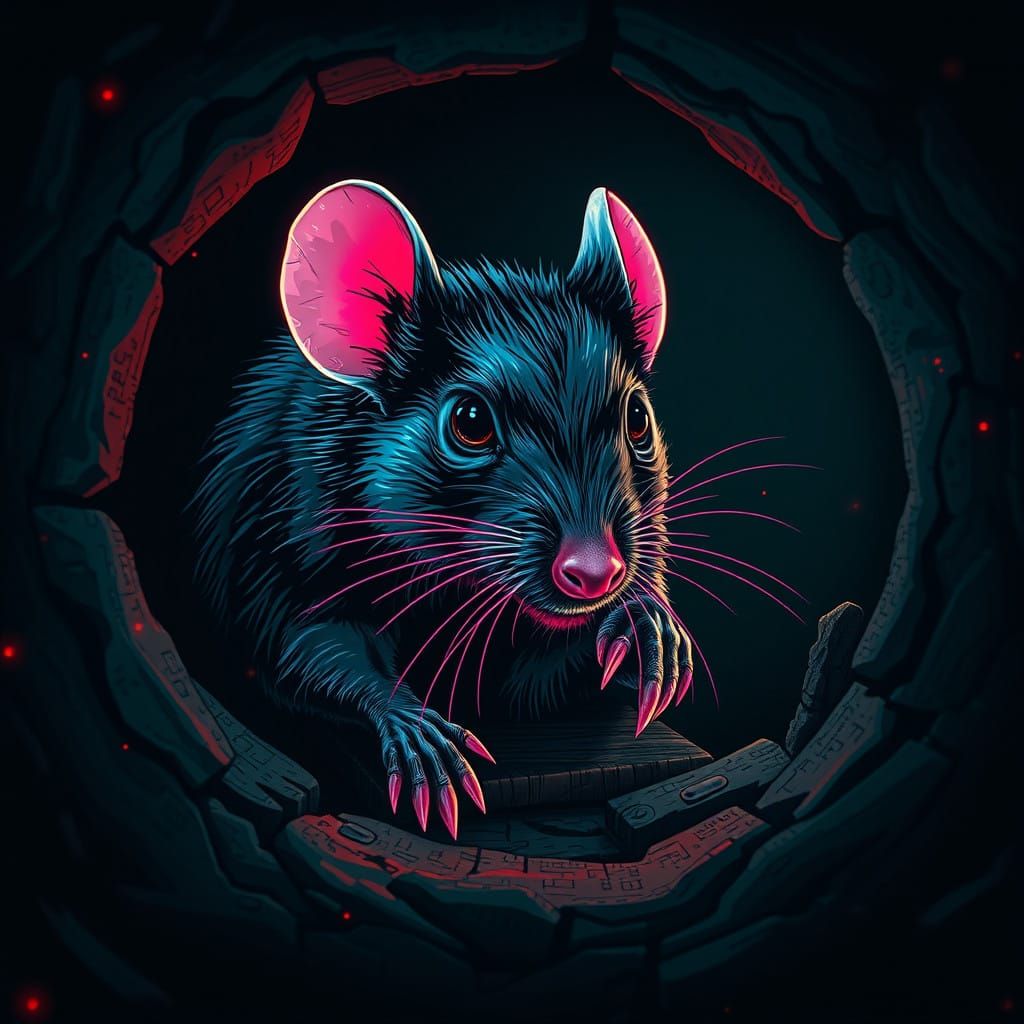 Cyberpunk Rodent in a Neon Dystopia
