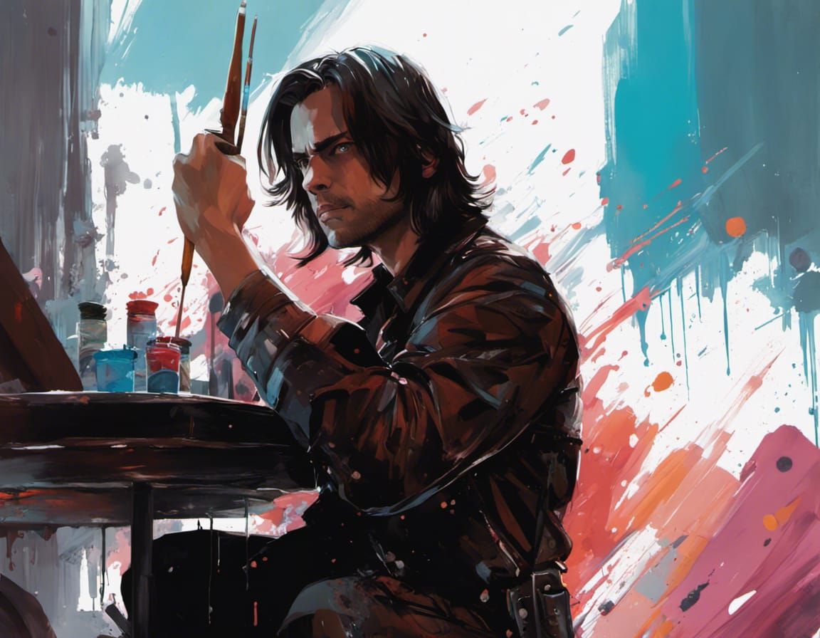 Bucky Barnes Anime Still Life in Digital Painting Style