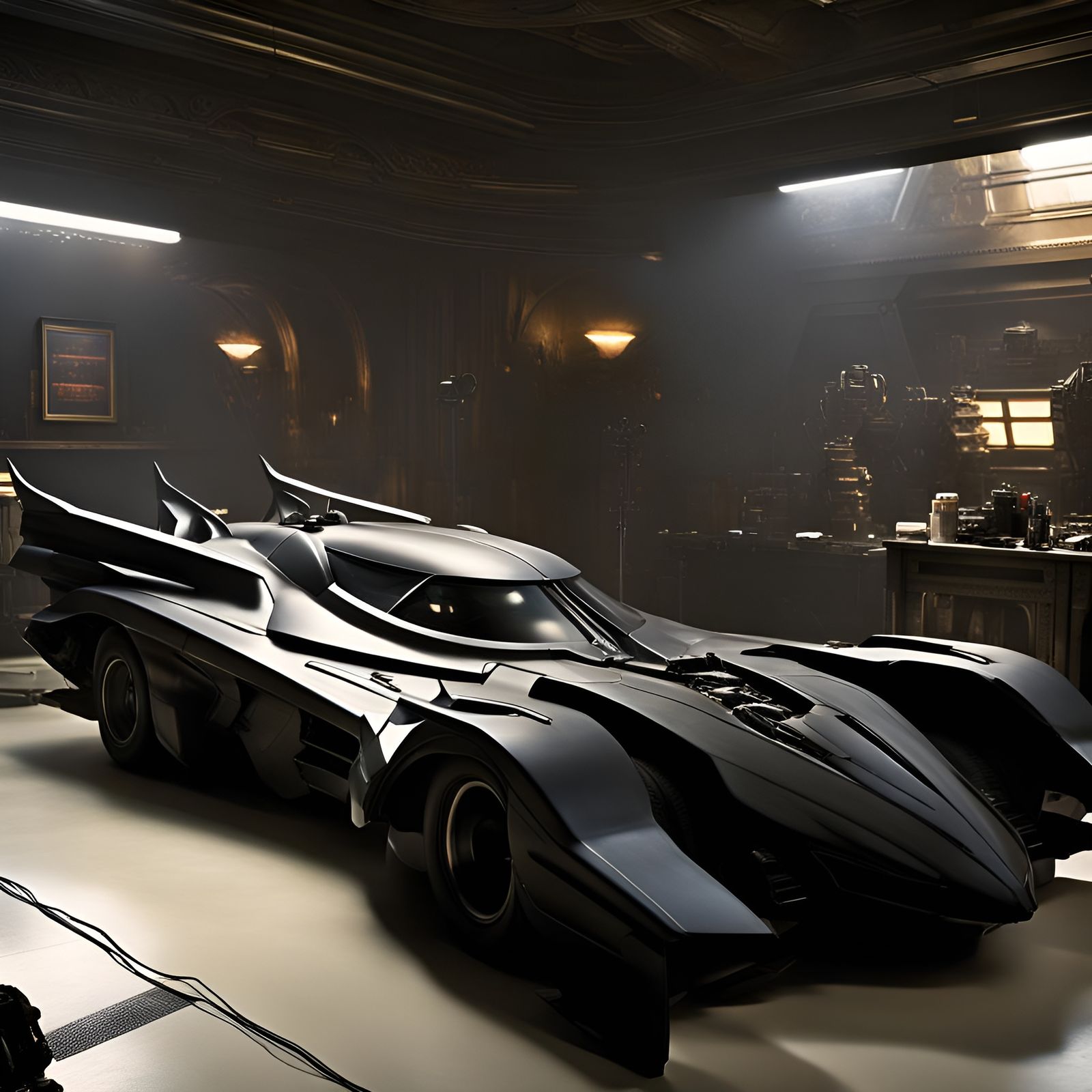 Futuristic Batmobile in Cinematic Dark Knight Style