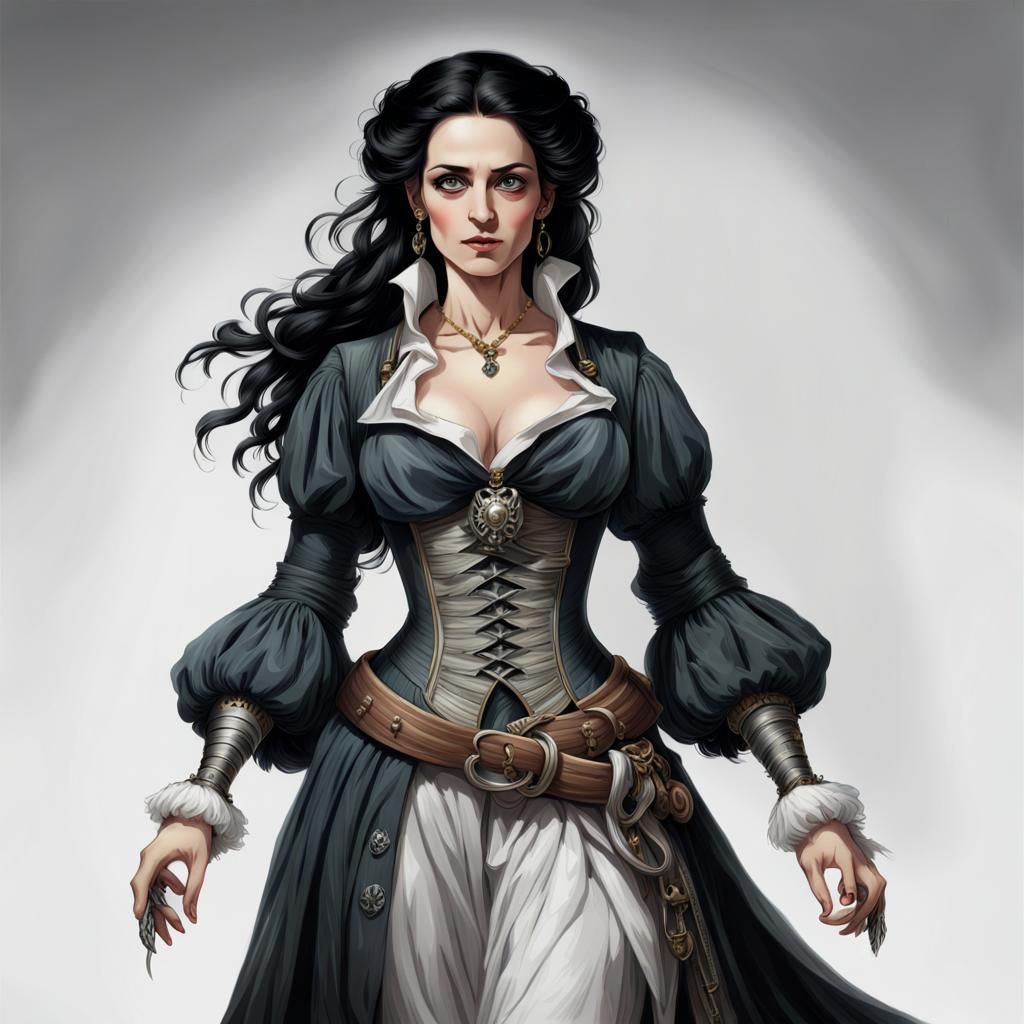 Pirate Widow Portrait: Detailed Matte Painting