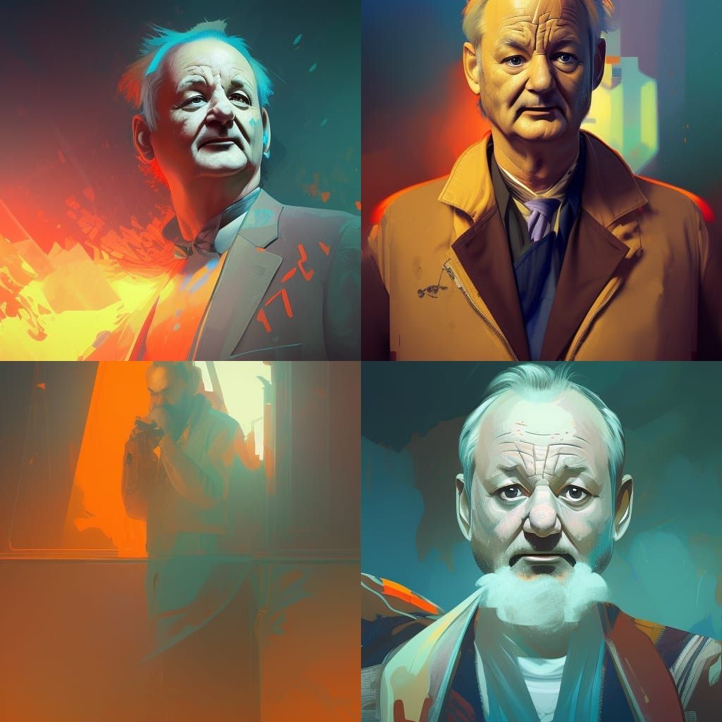 Bill Murray Portrait in Art Nouveau Style