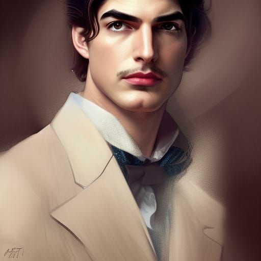 Elegant Edwardian Man Portrait in Hyperrealistic Style