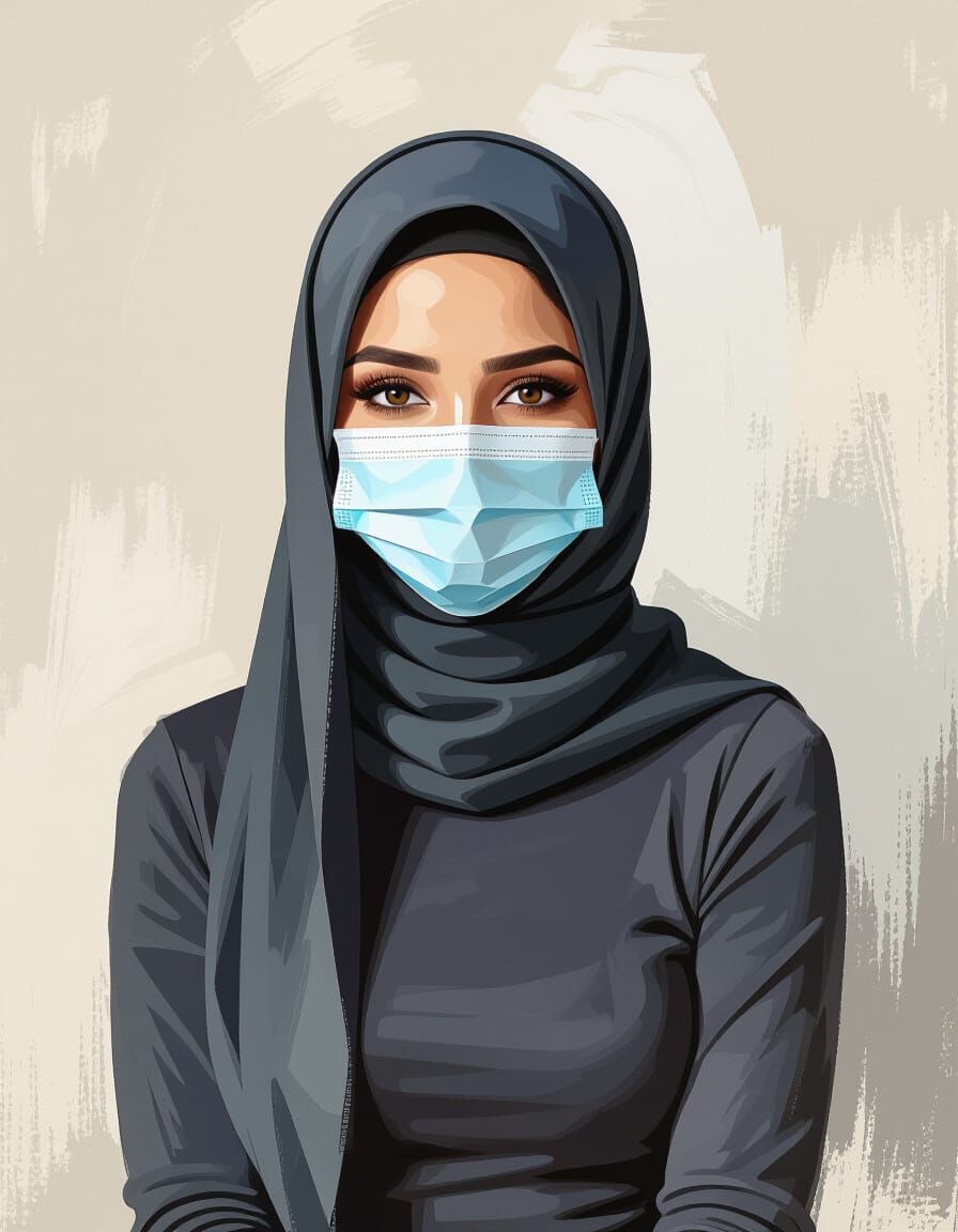 Hijabi Woman Portrait as Oil Painting