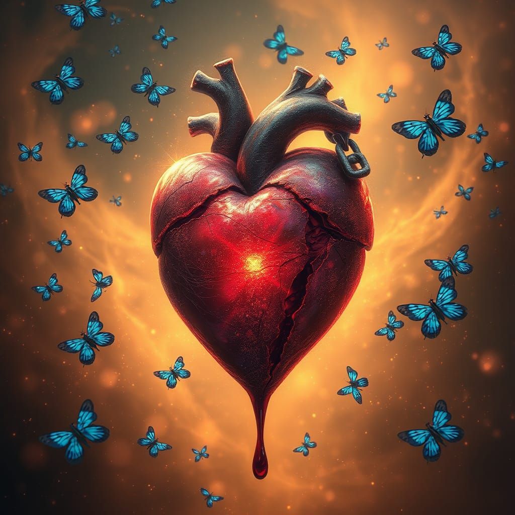 Iridescent Heart in Ethereal Dreamscape