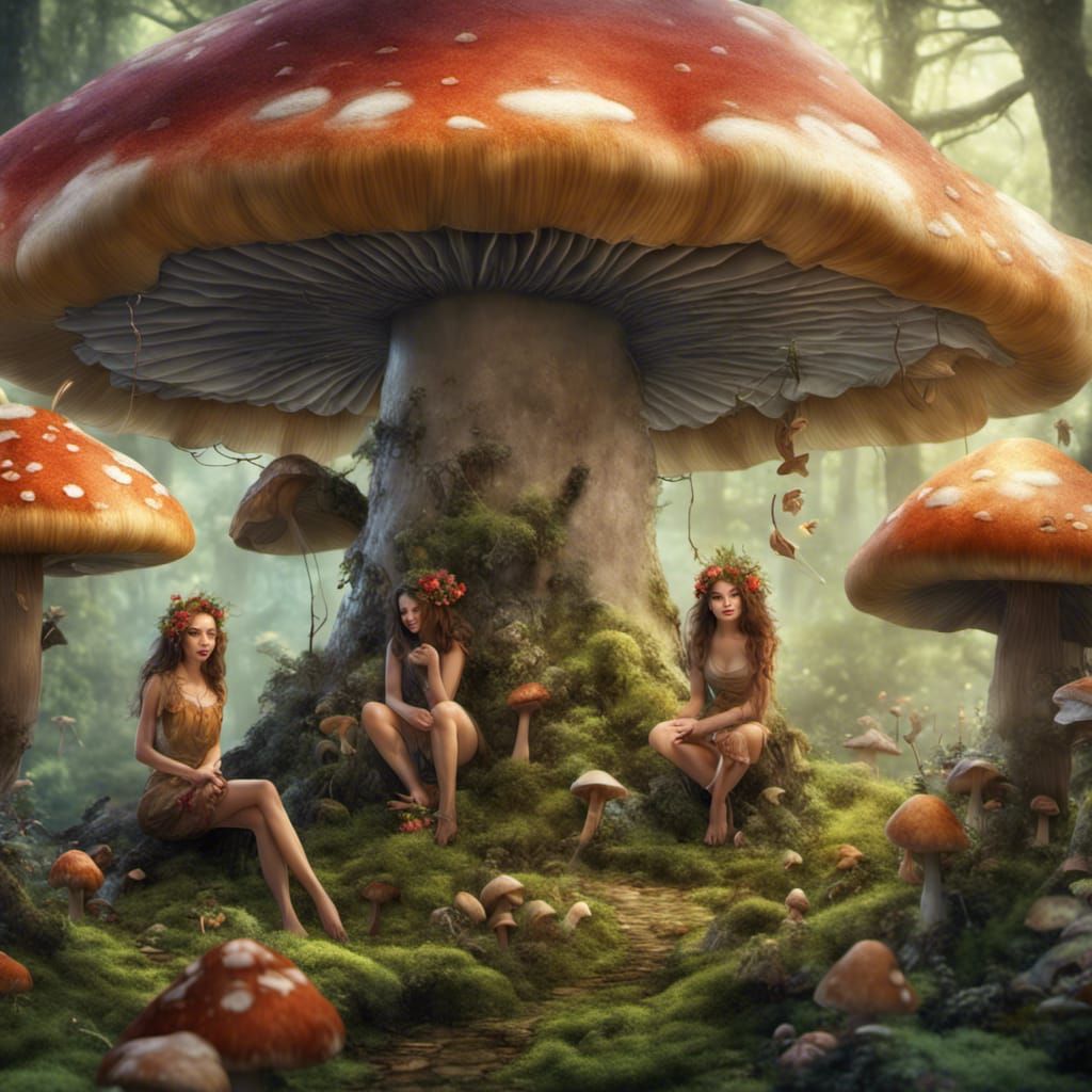Fairies in Forest Paradise: Hyperrealistic Maximalist Master...