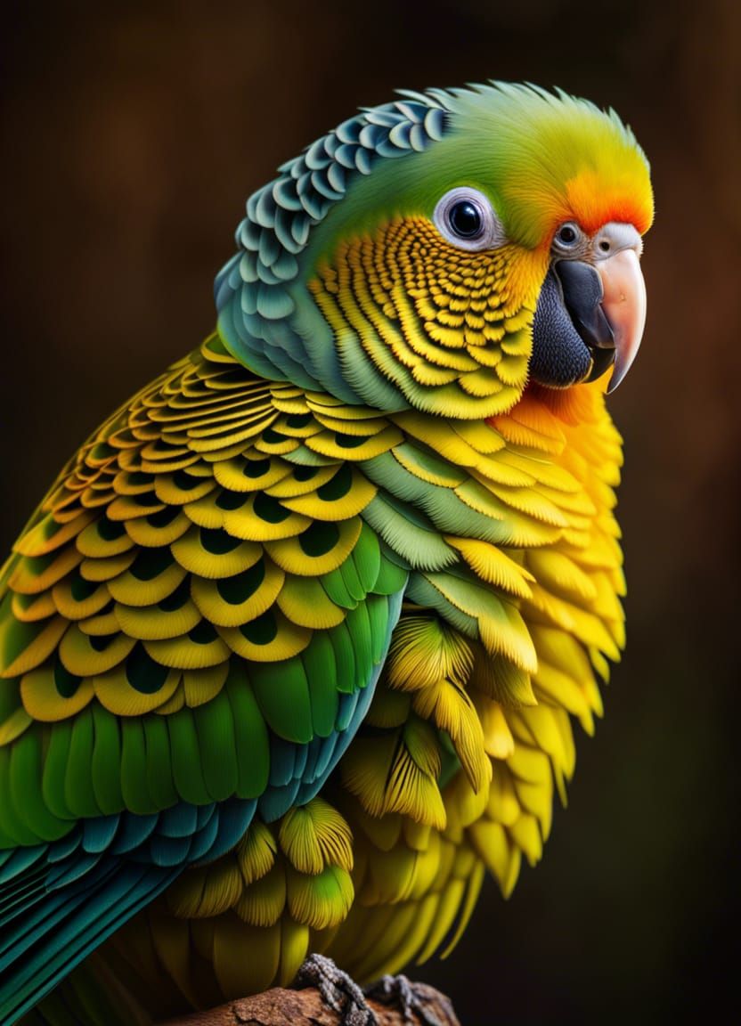 Hyperrealistic Portrait of a Jandaya Parakeet