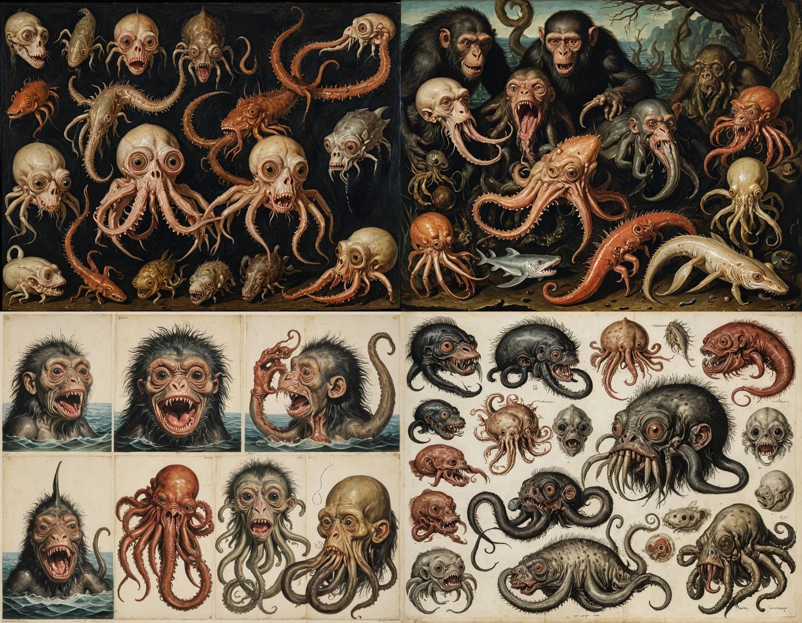 Surreal Underwater Hybrid Creature in Expressionist Style