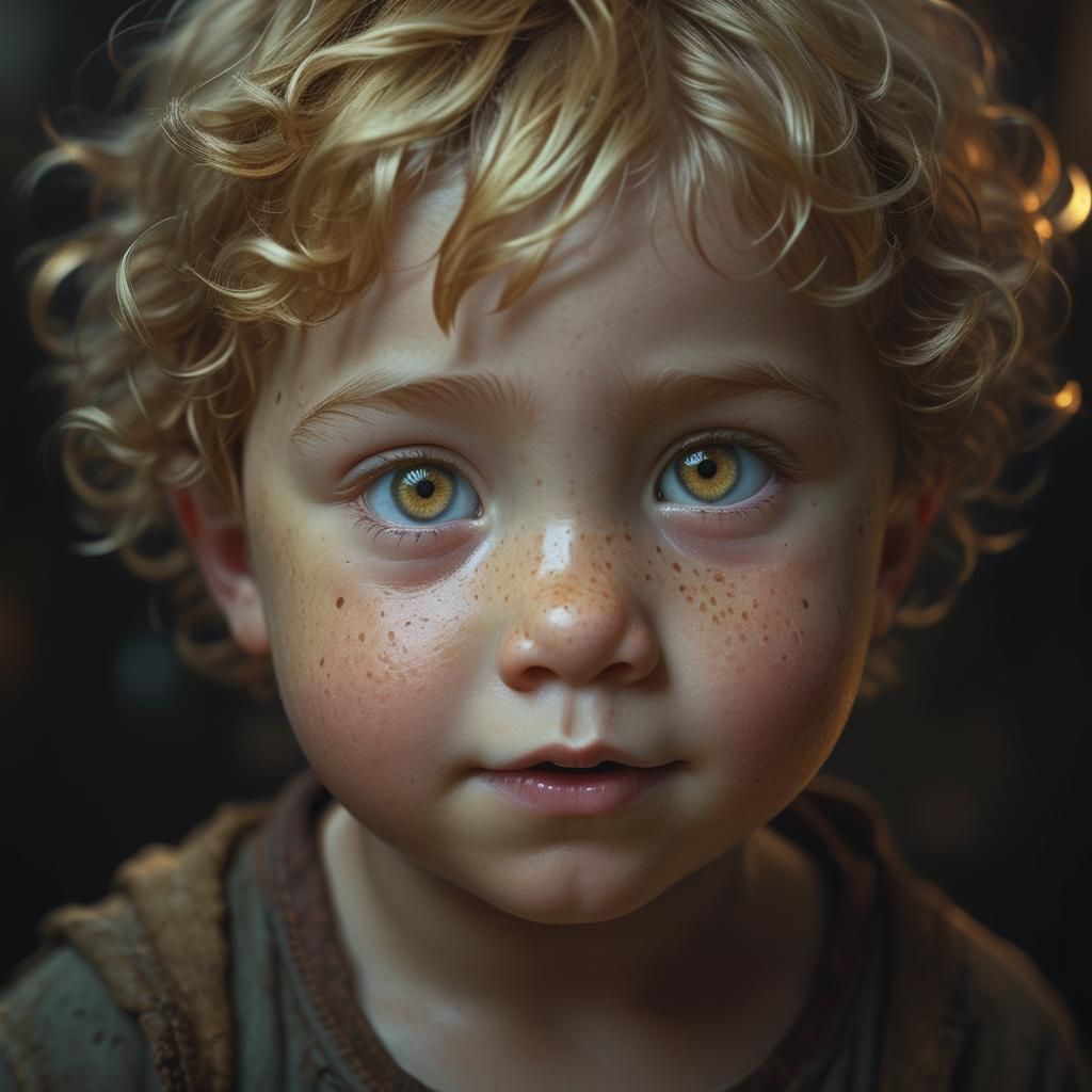 Epic Portrait of Curly-Haired Youth in Warm Earthy Tones